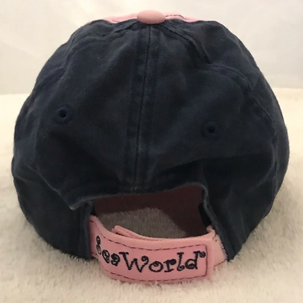 Sea World Adventure Parks Girls Adjustable Pink Black Sequined Cap